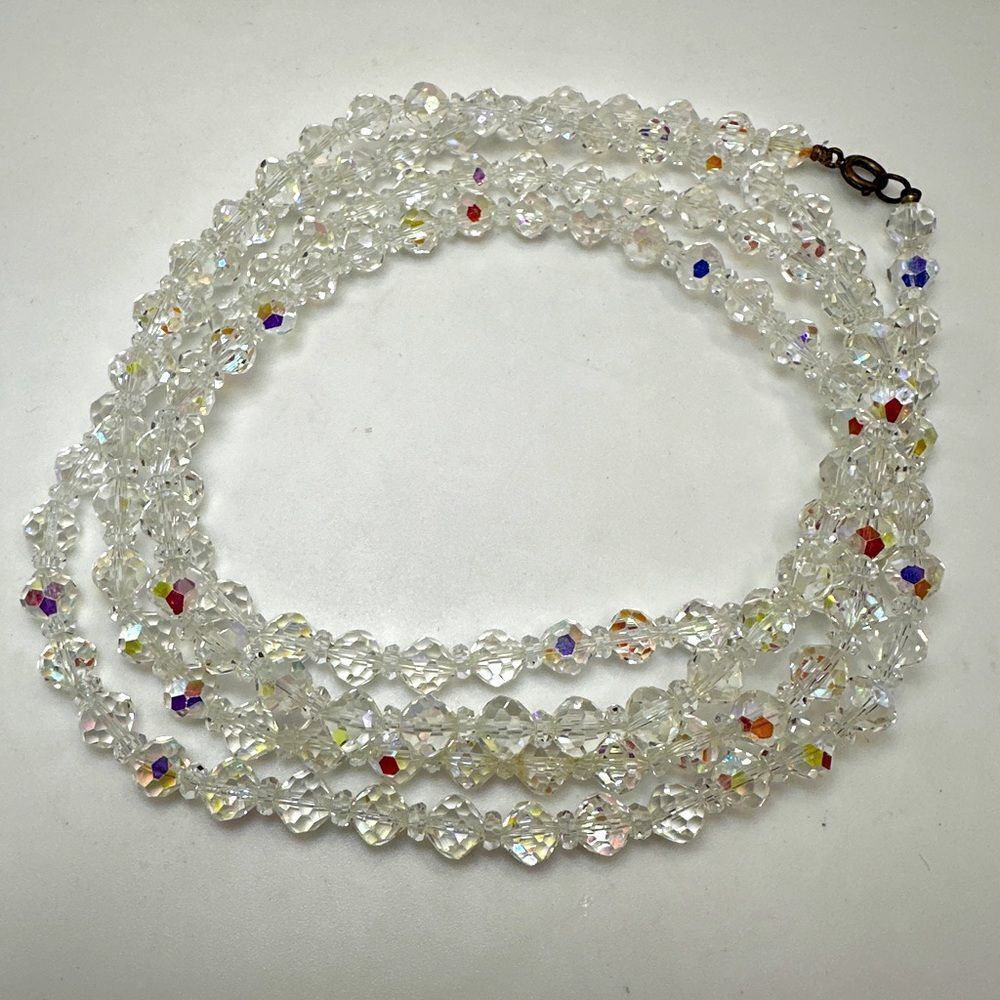 54"‎ vintage Aurora Borealis (AB) crystal necklace!